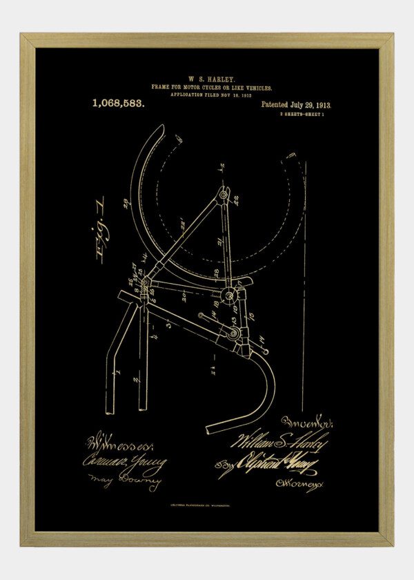 Motiv: Patent Print - W.S Harley Motor Cycle Frame Fig1