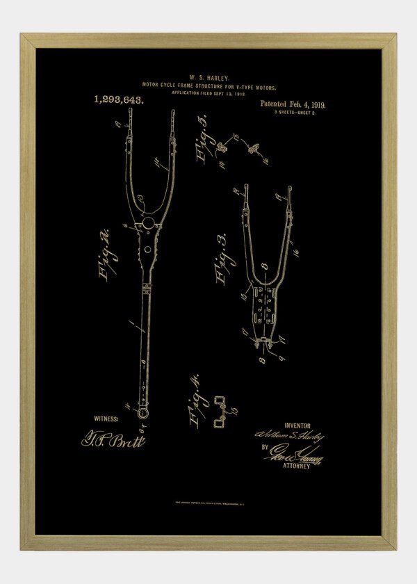 Motiv: Patent Print - W.S Harley Motor Cycle Frame Structure Fig2-5