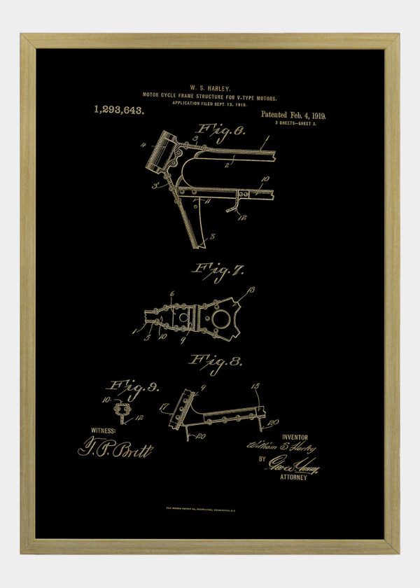Motiv: Patent Print - W.S Harley Motor Cycle Frame Structure Fig 6-9