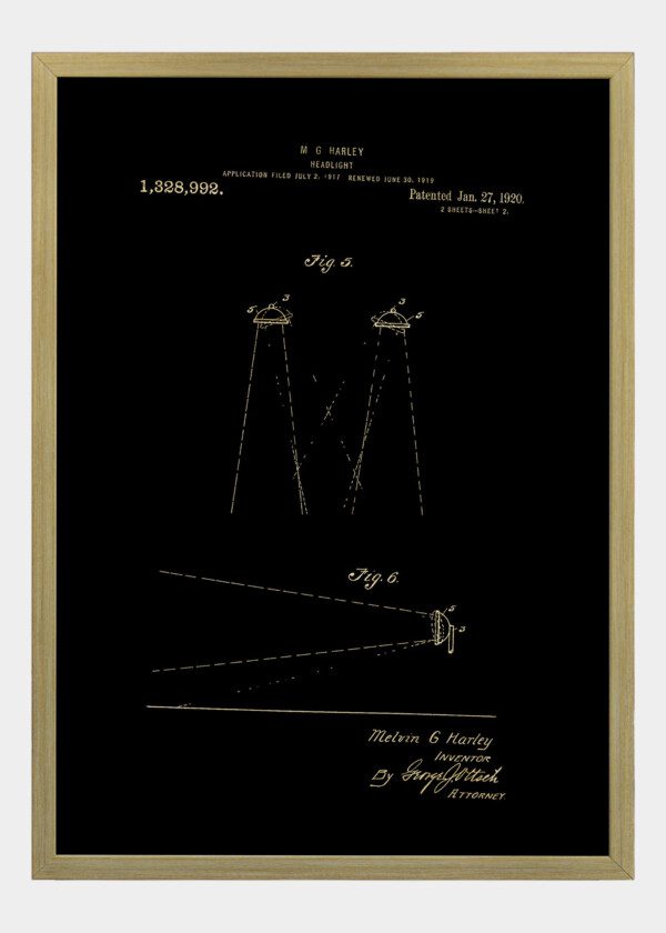 Motiv: Patent Print - M.G Harley Headlight Fig5-6