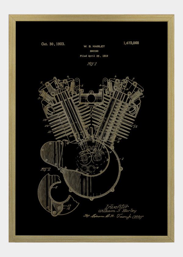 Motiv: Patent Print - W.S Harley Engine Fig1