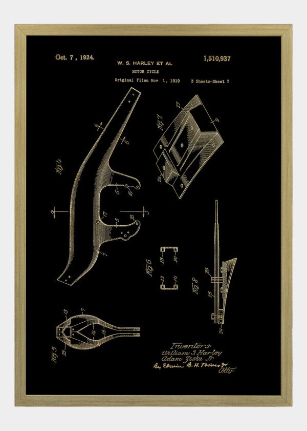 Motiv: Patent Print - W.S Harley Motor cycle Fig 4-8