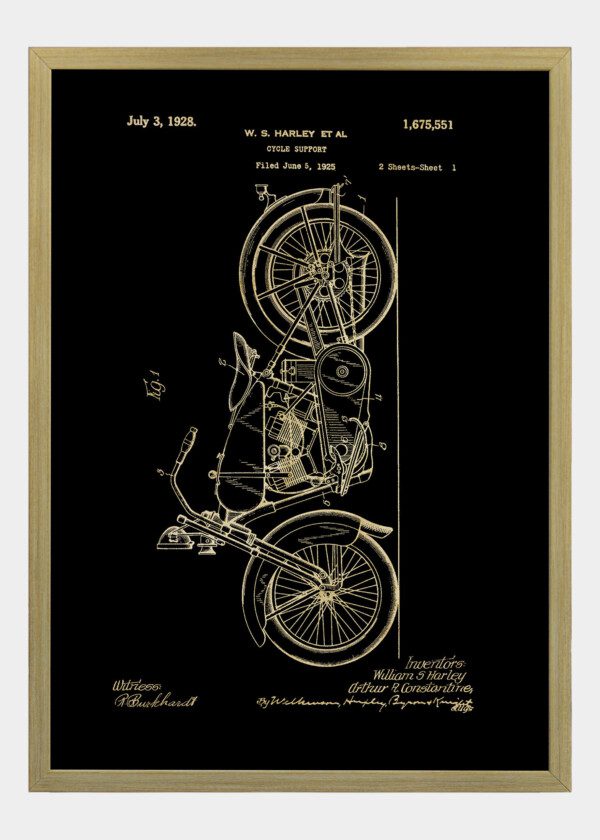 Motiv: Patent Print - W.S Harley Cycle support Fig1
