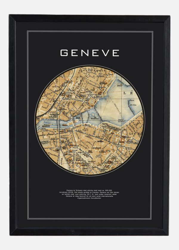 Motiv: Hundraårig rund karta över Geneve.