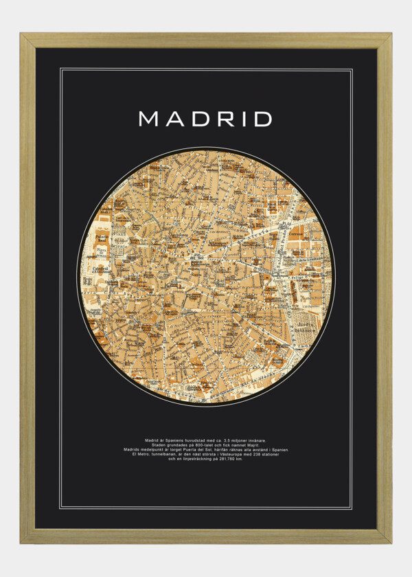 Motiv: Hundraårig rund karta över Madrid