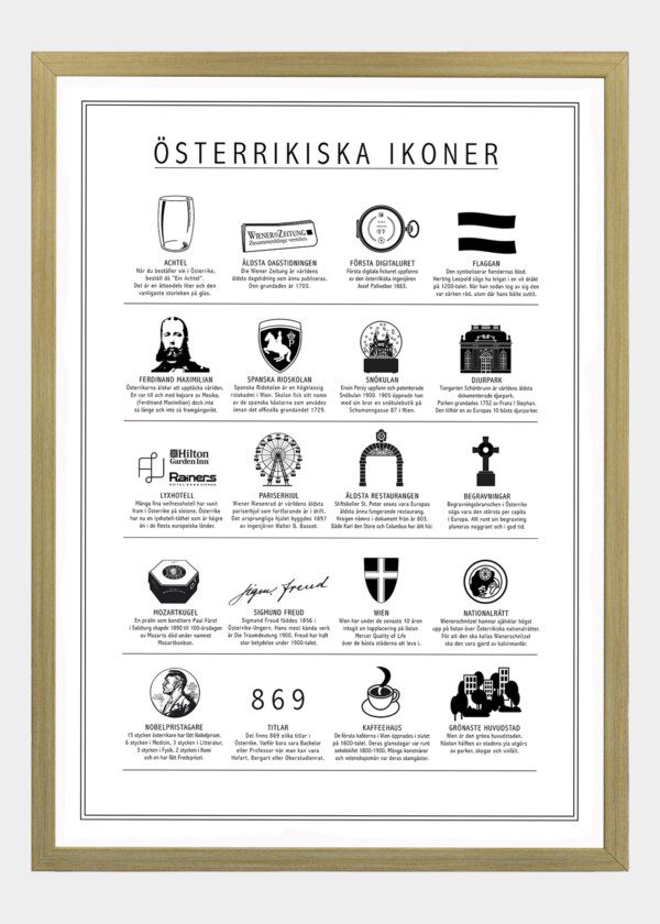 Motiv: Österrikiska ikoner - Grafisk tryck i svartvit.